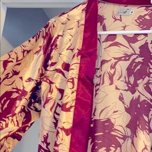 Gold and maroon bathrobe